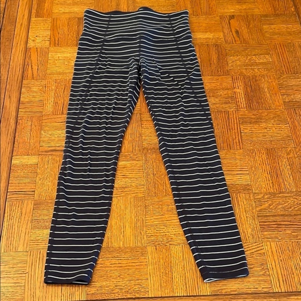 Athleta Navy  and White striped Leggings with High Waist size XS